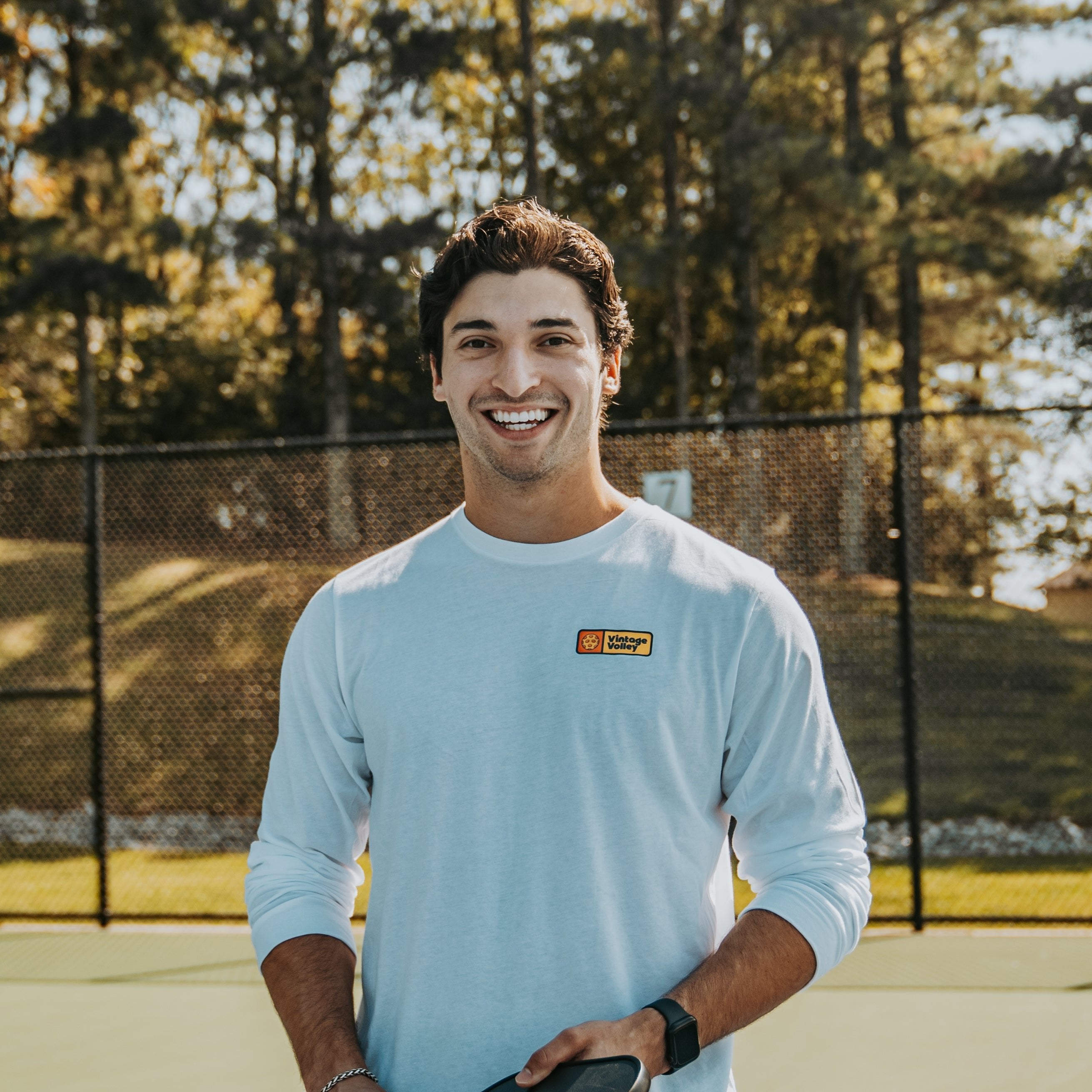 Retro Pickleball Long-Sleeve Tee - Orange Accent