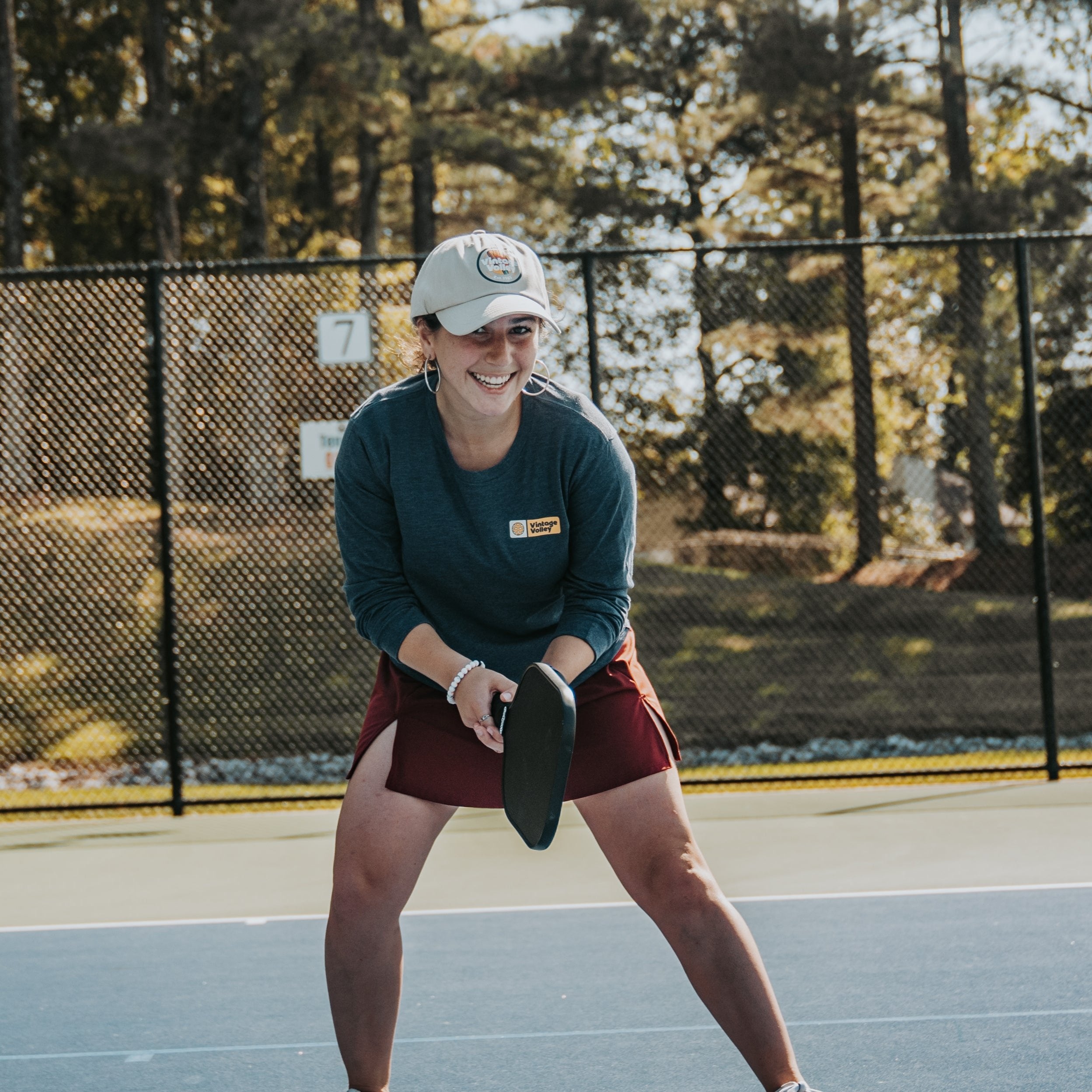 Retro Pickleball Long-Sleeve Tee - Yellow Accent